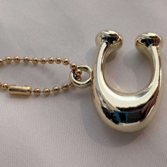 Gold Tone Solid Brass Coach Puffy "C" Hang Charm - Picture 4 of 6